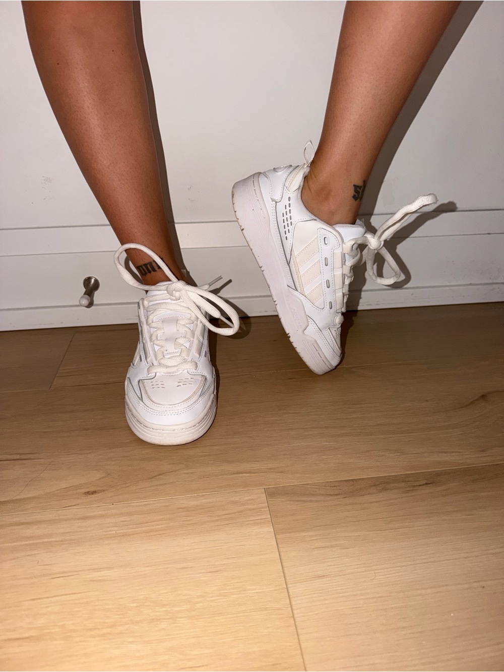 adidas White Low-Top Leather Sneakers